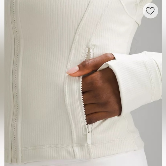Lululemon Cropped Define Jacket zip up Ribbed Nulu Shine Off white 12 L - Picture 7 of 15